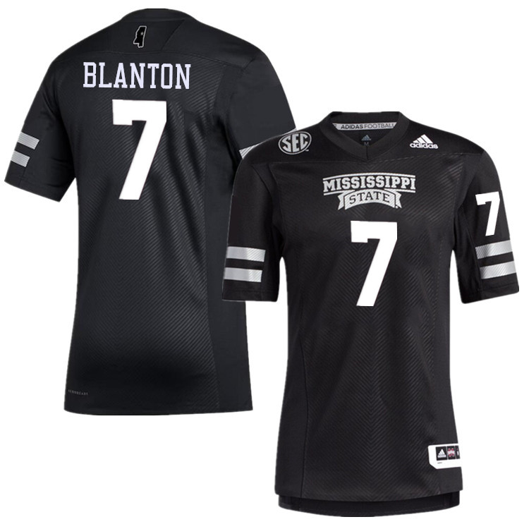 Men #7 Stone Blanton Mississippi State Bulldogs College Football Jerseys Stitched-Black